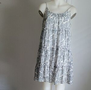 Light Gray Printed Tiered Mini Dress - Unbranded